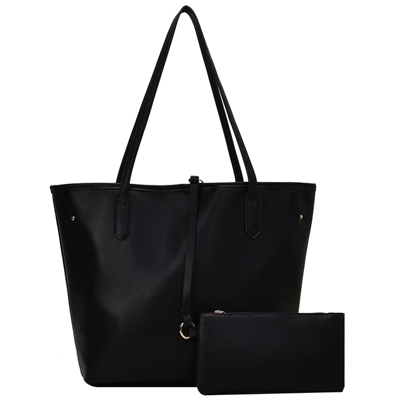 

191227 iVog New Arrival Everyday Ladies Black Geometric Big Fashion PU Shoulder Handbag Tote Bags for Women 2019