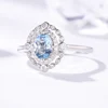 Kuololit 100% Natural Aquamarine Gemstone Ring for Women Solid 925 Sterling Silver Wedding Engagement Bride Gift Fine Jewelry ► Photo 3/6