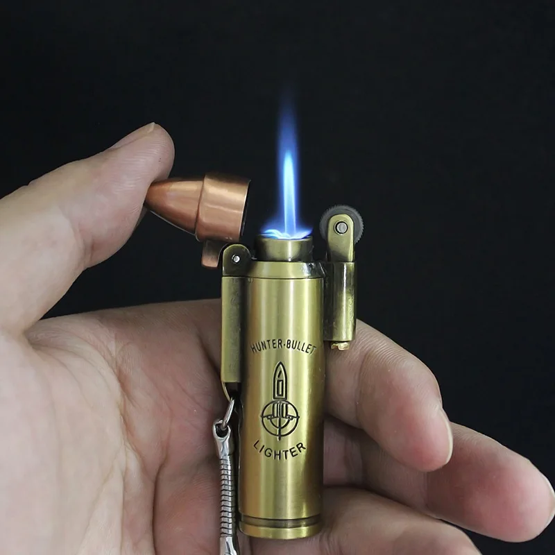 

Retro Metal Bullet Jet Torch Turbo Lighters Key Chain Butane Cigar Lighter Gas Cigarette Accessories 1300 C Windproof Lighter