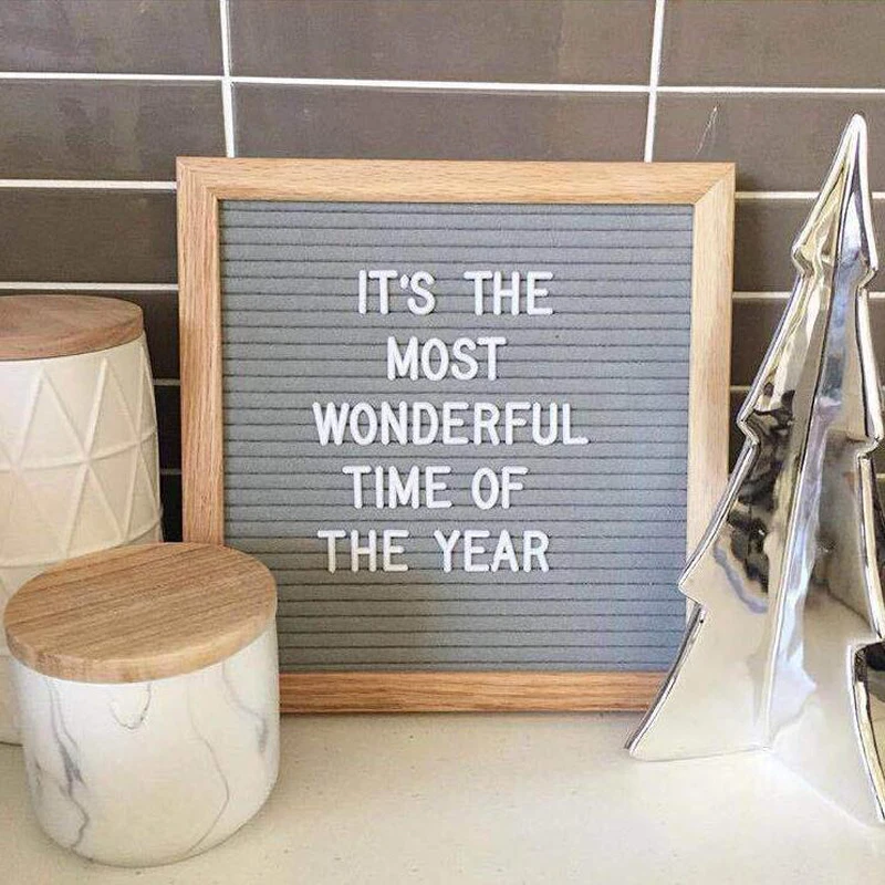 

20X20CM Felt Letter Board Changeabal Word Board Letter Sign Black Grey Message Board Letterboard Tabletop Display Home Decor
