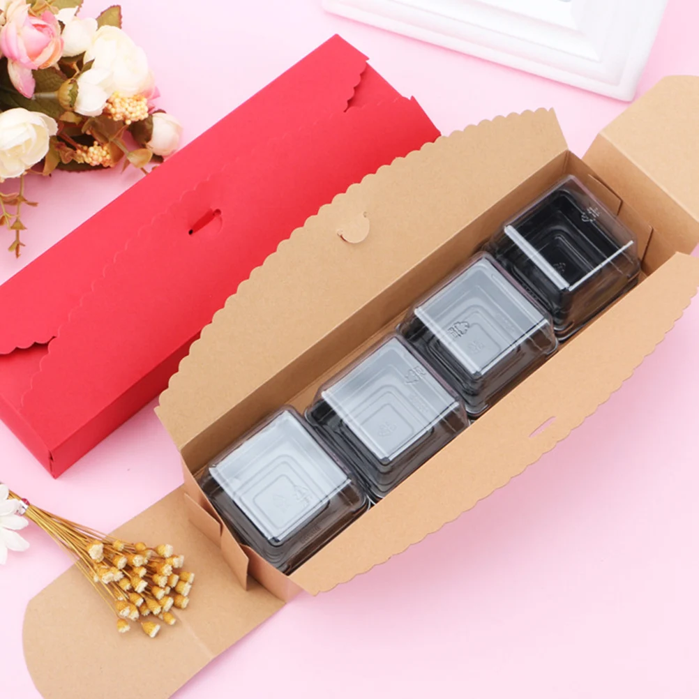 20шт 4 полости Клюква торт упаковочная коробка Mooncake упаковочная коробка контейнер Макарон коробка упаковка подарочные коробки для десертного магазина