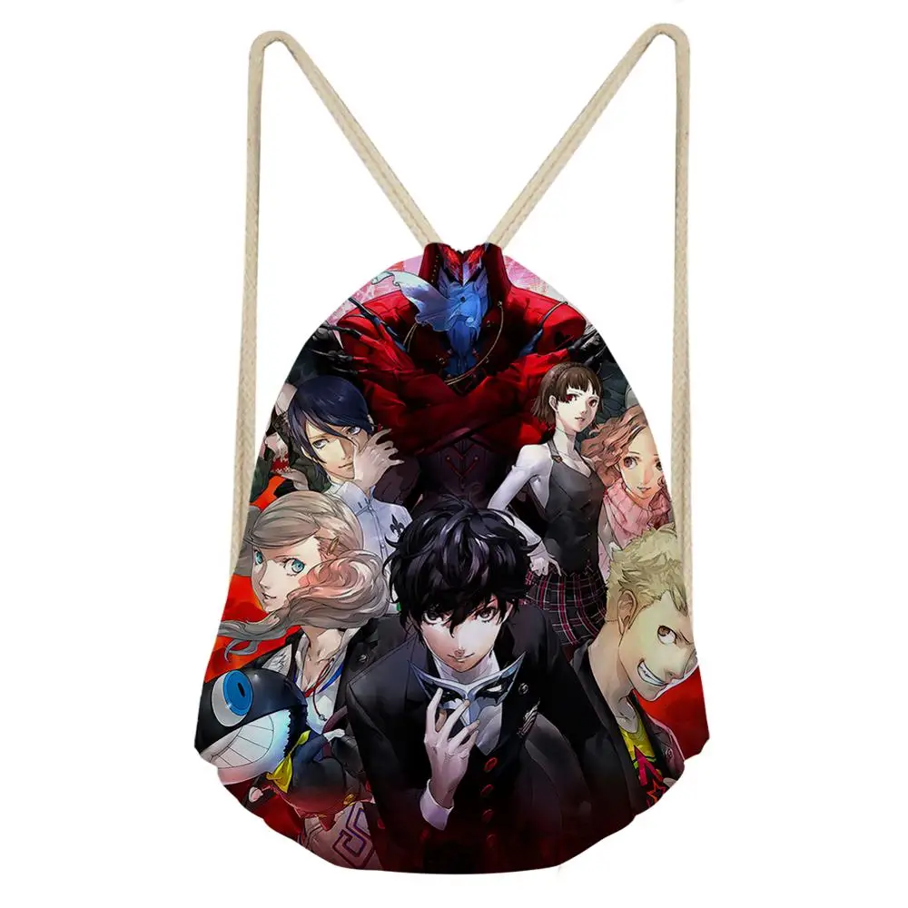 

PERSONA 5 Drawstring Bags For Women Girls P5 Joker Print Drawstring Backpack Kids String Rucksack Travel Storage Pouch Dropship