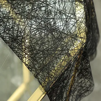 

42*47CM Black bird's nest Art hollow fabric Polyester dress KPU fabric pattern embroidery patches wedding tweed fabric A007