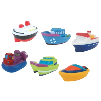 

6pcs Home Rubber Cartoon Boat Bath Toys Play Water Floating Funny Baby Shower Soft Colorful Squeeze Sound Pool Swimming Squeaky