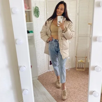 אישור קוד שבור רשת Kapok יי נשי ארוך מיאן באו פו 2020 חורף כותנה Loose מעיל