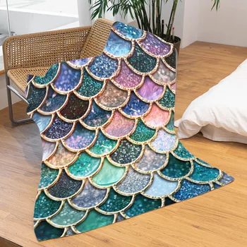 

Blanket Fish Patter Scale Flannel Blanket Printed Coral Fleece Blankets
