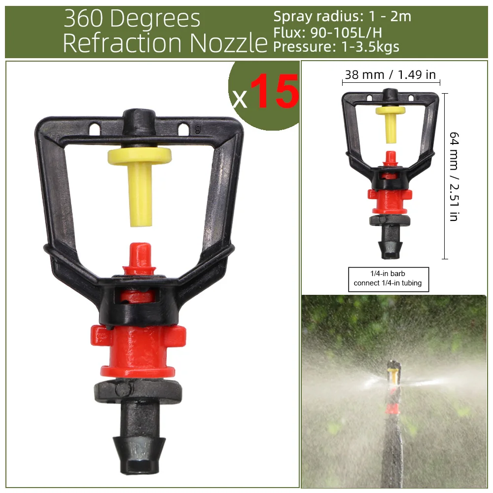 Description Picture 6 of itemGreenhouse Watering Sprinkler Dripper Drip Irrigation Garden Adjustable Mist Emitters Stake Micro Spray Rotating Nozzle