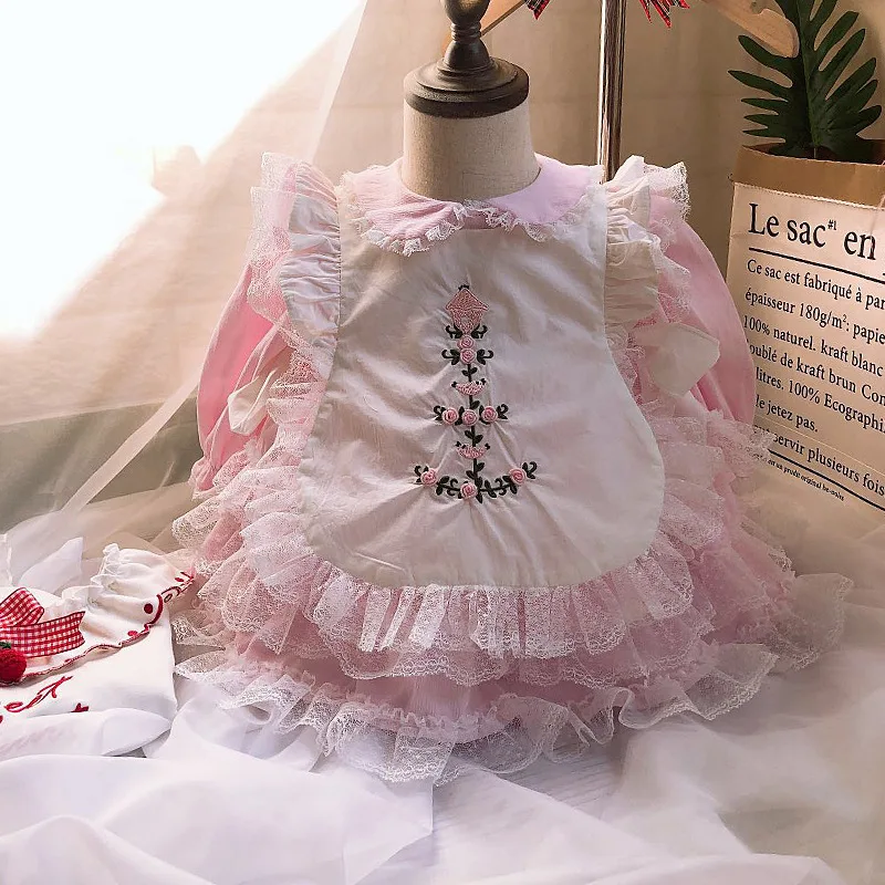 2019 Groothandel Baby Meisje Herfst Turkije Stijl Roze Borduren Lange Mouw Lolita Prinses Jurk voor Meisjes Casual Party Dress G070 2019 Groothandel Baby Meisje Herfst Turkije Stijl Roze Borduren Lange Mouw Lolita Prinses Jurk voor Meisjes Casual Party Dress G070