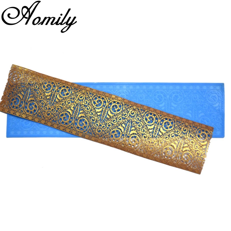 Triangle Art Sheep Horn Lace Silicone Mold Wedding Cake Border Decoration Tool Fondant Cake 3D Food Grade Mat Baking Mold
