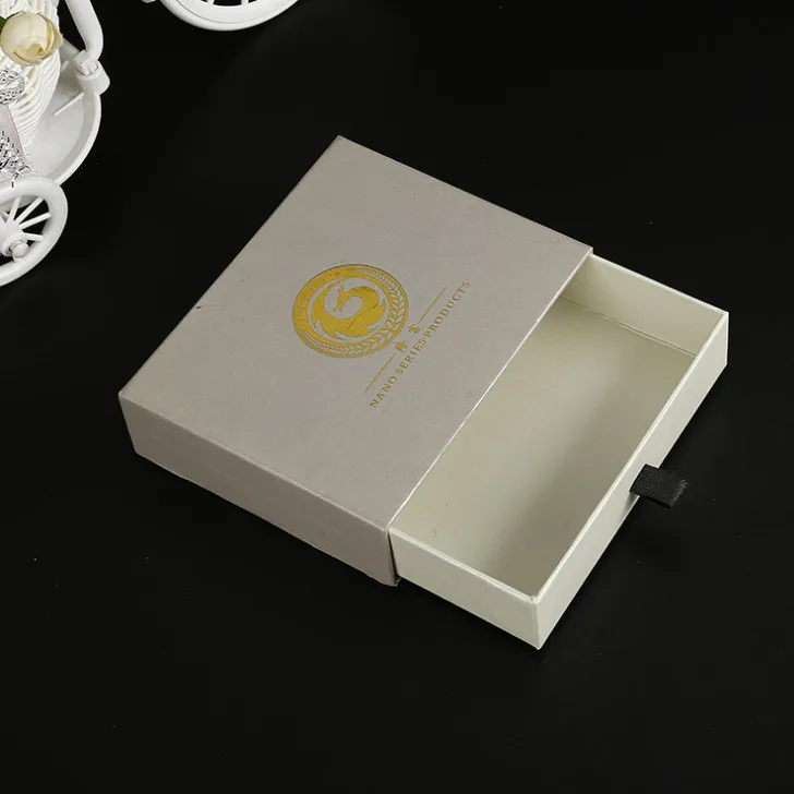 

Luxury Unique Black Drawer Custom Silver Foil Logo Bracelet Jewelry Boxes Packaging 15ml bottle paper box ---DH10285