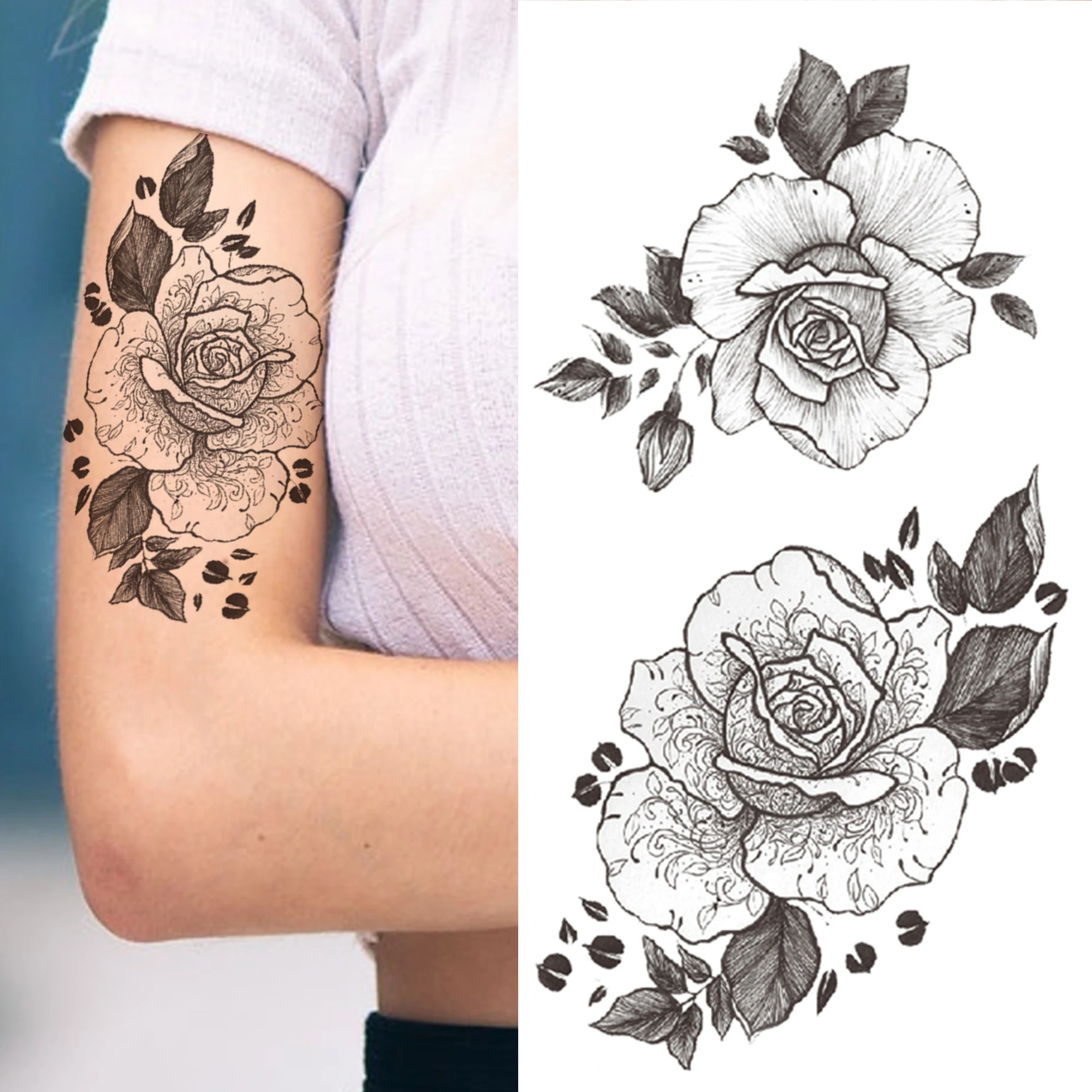 Realistic Fake Flower Tattoos  Rose Orchid Fake Tattoo Sticker Decoration  1pc S  eBay