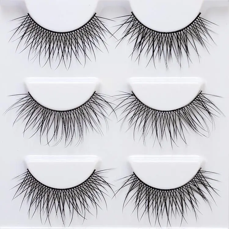 

False Eyelashes 3-Pairs X-long-Grid Natural Cross Beauty Eyelash Extension Fiber Hair Wholesale Eyelashes