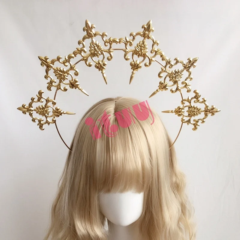 Anime Hair Accessories Costume Headband Angel Feather Wings Halo Crown Headpiece Gothic Lolita KC Headdress Angel Feather Wings Halo Goddess Headband Headdress Accessories