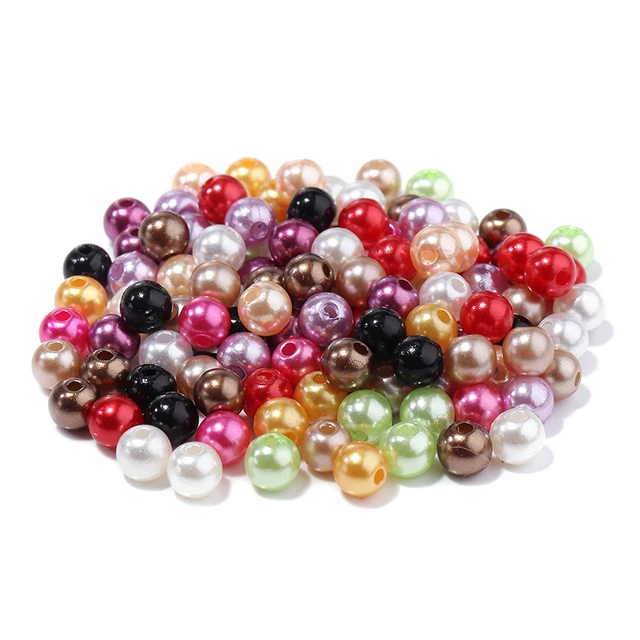 1000pcs 3-10mm Round ABS Imitation Pearl Beads Loose Beads Plastic Acrylic Spacer Bead For Jewelry Making Diy Bracelet Necklace Multicolor Hole