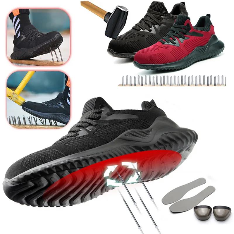 

New Labor Insurance Shoes Men Mesh Breathable Antismashing Anti-piercing Sturdy Male Work Footwear Men Safety Sport Shoes