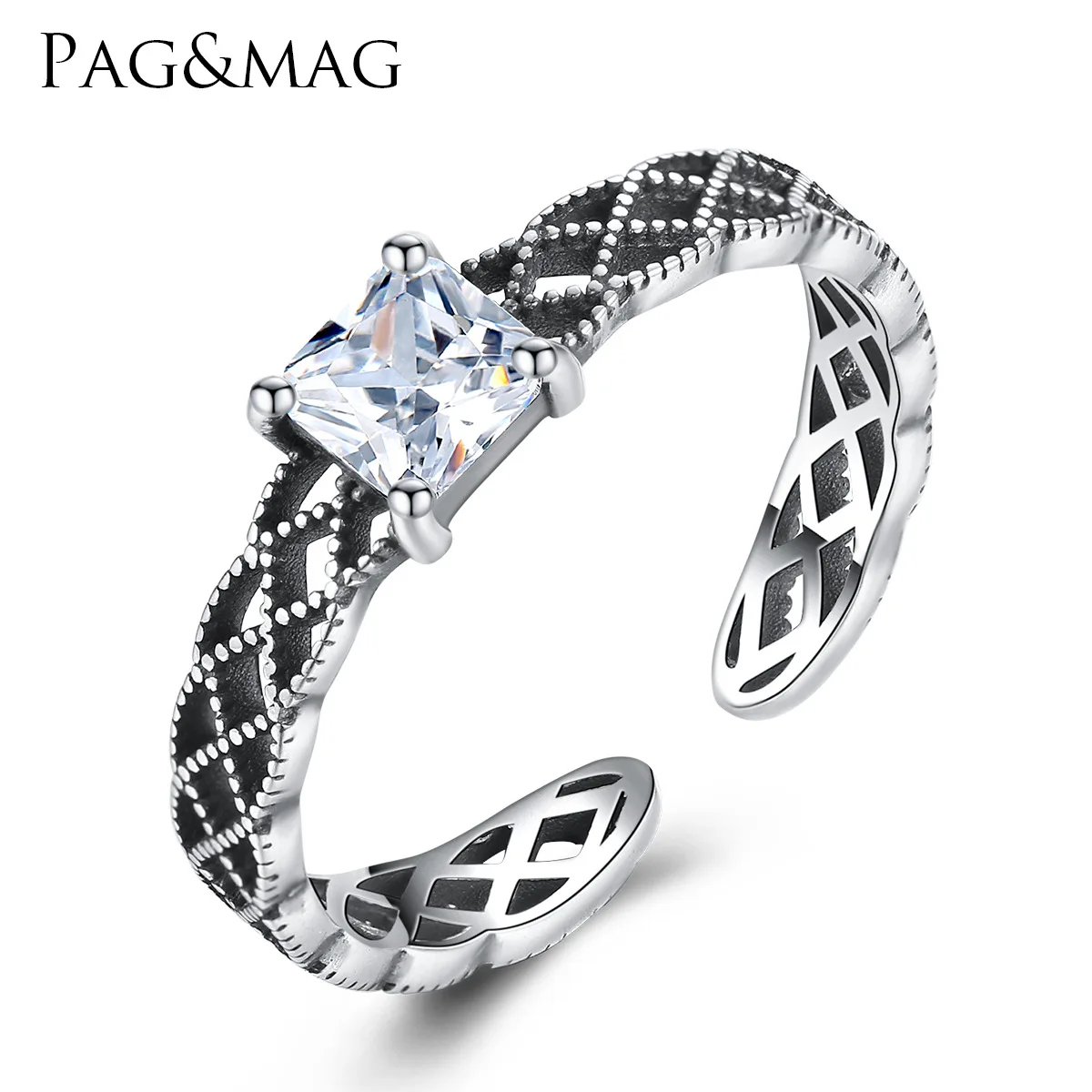 PAG& MAG S925 тайское серебряное кольцо Женская мода Полые набор с AAA класса циркон