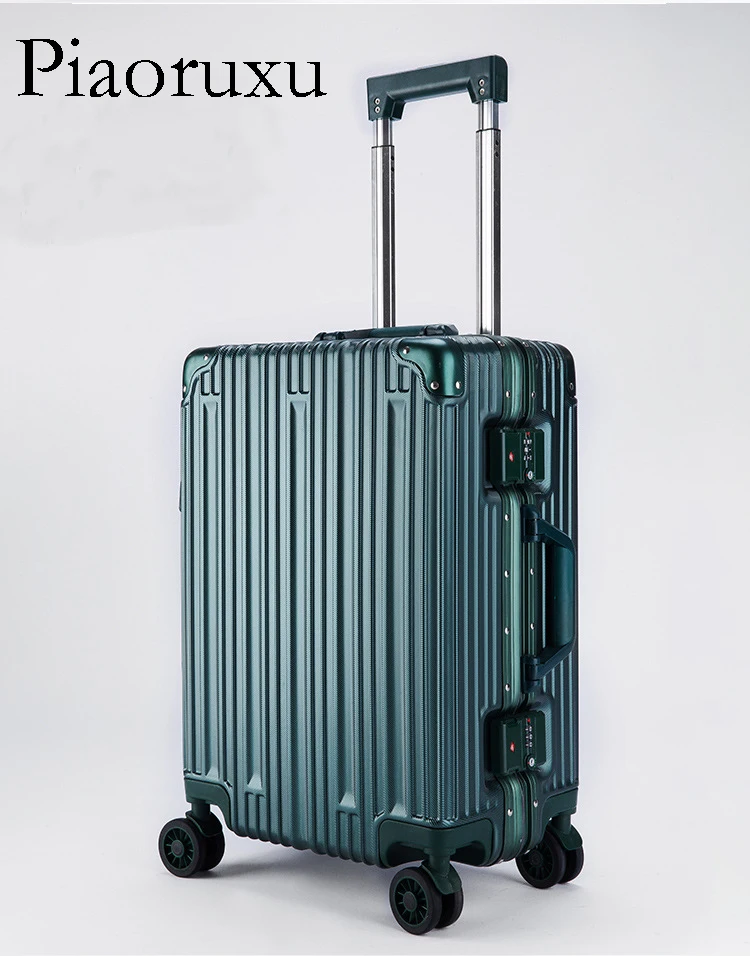 

Retro Rolling Luggage Spinner Aluminum Frame Travel Bag Women Vintage Trolley 20”22 inch Men Carry On Suitcases Wheel