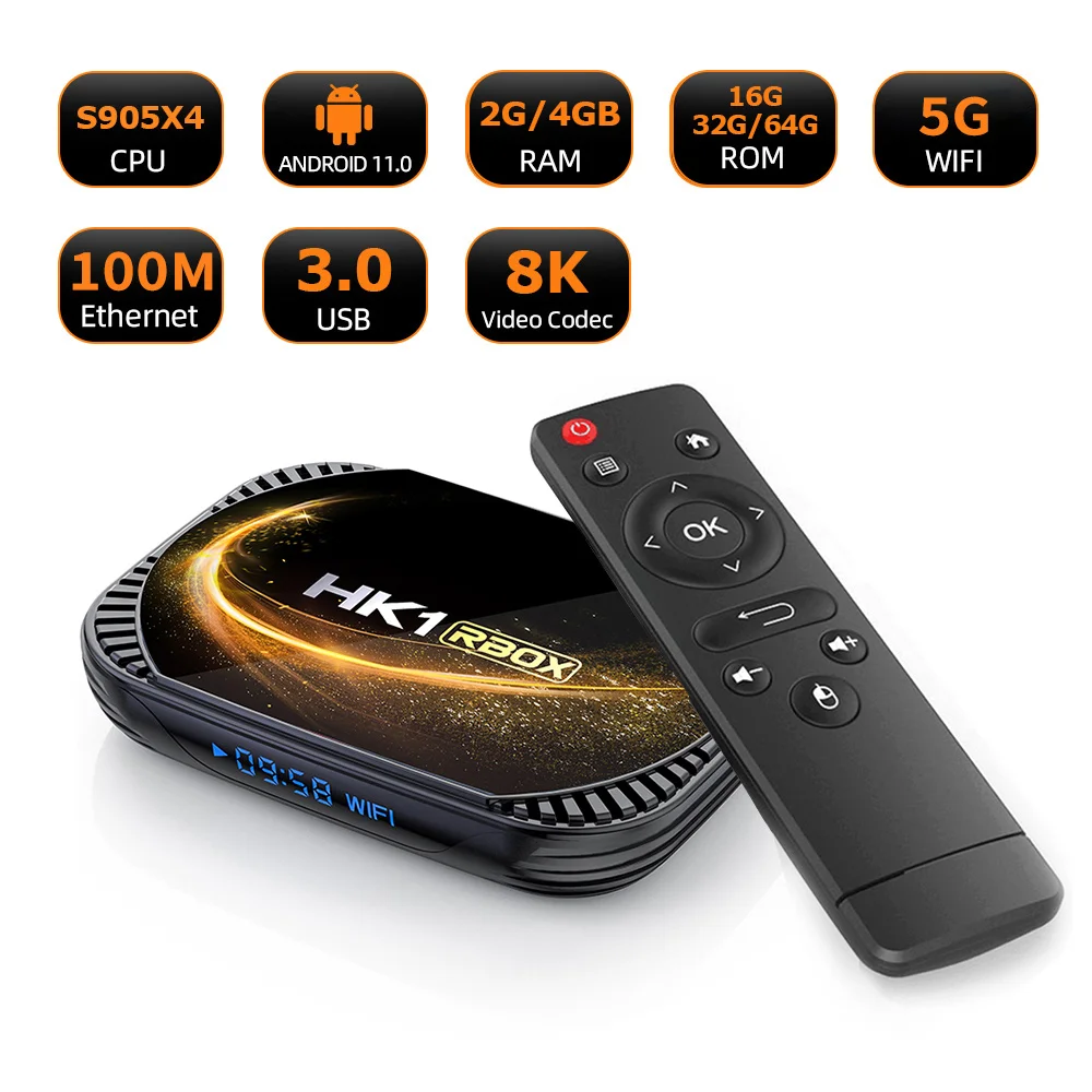 WOOPKER H96 Max X4 Smart TV Box Android 11 Amlogic S905X4 8K AV1 Media  Player 4GB 64GB BT4.0 Dual Wifi Voice Control Set Top Box