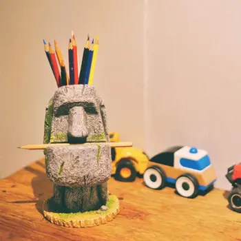 

Portrait Easter Island Festival Pen Holder Storage Stone Statue Desktop Decor