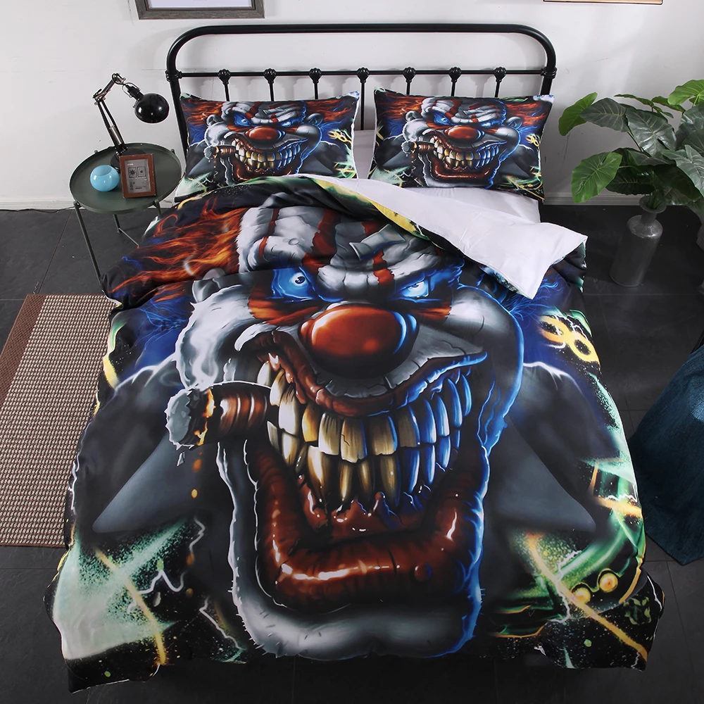 Thumbedding Clown Bedding Set Queen Size Scary Fashionable 3D Duvet Cover King Twin Full Single Double Unique Design Bed | Дом и сад