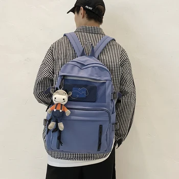 

Schoolbag Male Fashion Fashion Korean Version of High School Students INS Backpack with Simple Junior High School Backpack