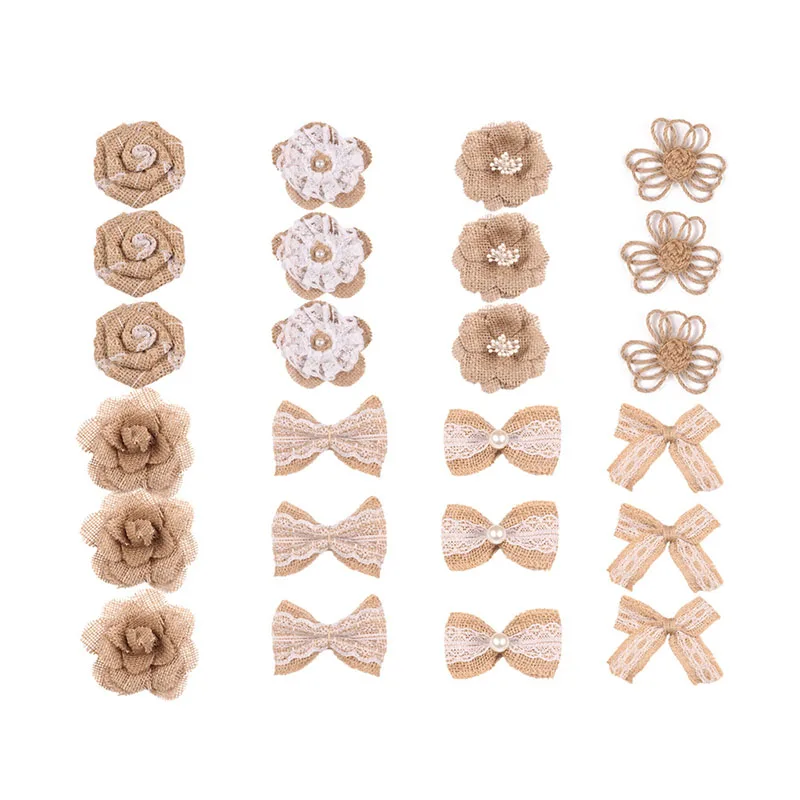 

1 Set DIY Decorative Set Hemp Rope Burlap Flower Bow Burlap Christmas Wedding Party household supplies
