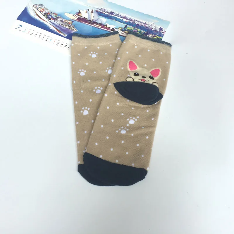 Женские Носки с рисунком собаки из мультфильма; теплые хлопковые Забавные милые носки Kawaii; носки в японском стиле Харадзюку; уличная одежда; Модные Повседневные носки; Skarpetki - Цвет: 4