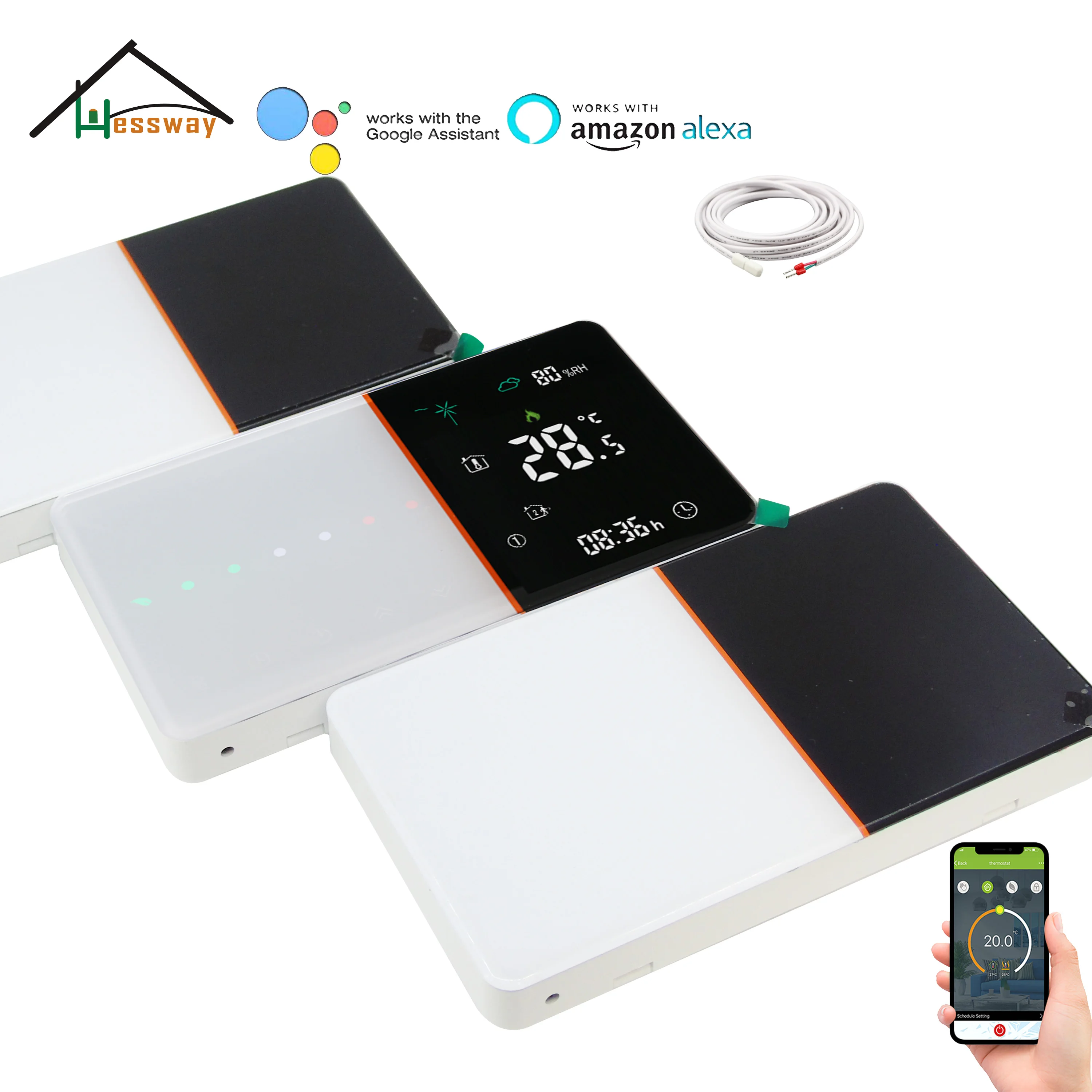 Termostato Di Riscaldamento Wifi "Way Controllo Domestico Google Per Riscaldamento Elettrico Nc/No 16A A Pavimento A Pavimento 24V 220V