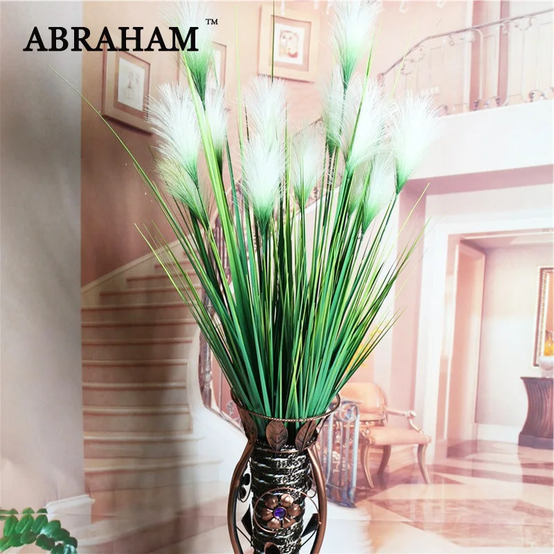 

93cm 7 Heads Silk Onion Grass Large Artificial Tree Fake Reed Bouquet Wedding Flower Plastic Autumn Plants For Home Party Decor