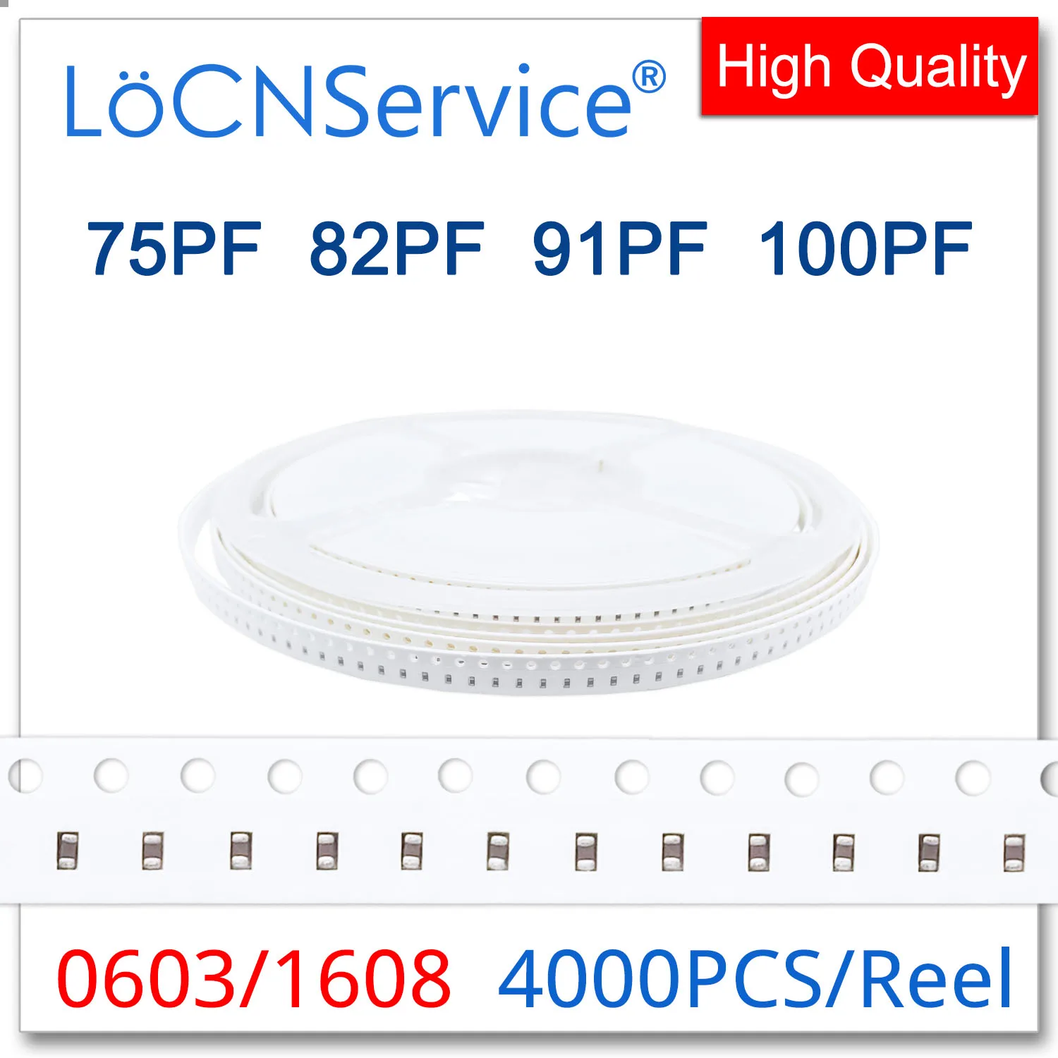 

Конденсаторы LoCNService SMD 4000 шт. 0603 1608 COG/NPO X7R RoHS 50 в 5% 75PF 82PF 91PF 100PF высокое качество
