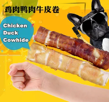 

Dog Snacks Chicken Duck Cowhide Roll Midium Large Dogs Molar Bar Pet Clean Teeth Molar Bone Dog Chew Snacks Pet Product 2pcs/lot