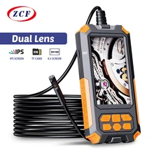 P50 Dual Lens Industrial Endoscope 4.5 Inch IPS Screen HD 8MM/5.5MM Dual Camera 9 LED Lights IP68 Waterproof With 32G TF Card