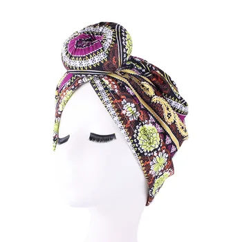 

58cm Cotton Knot Turban Hair Caps Women Headwrap Night Sleeping Print Headscarf Bandana Cap Cover Accessories Hair Styling