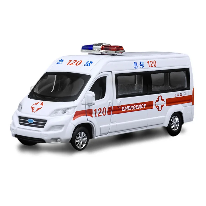 

BESTHigh Simulation 1:32 Metal Ambulance Car Model with Four Door Can Opened Pull Back Metal Model Cars Toy