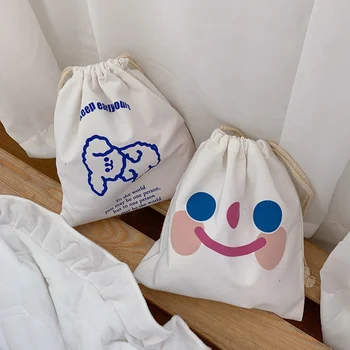 

Sweet Girls Canvas Bags Cartoon Printed Drawstring Bags 2020 Fashion Crossbody Bags Casual Simple Shoulder Bag Y