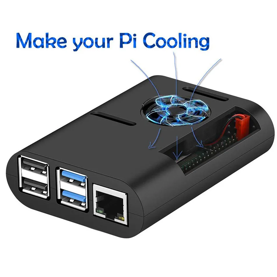 Aokin Raspberry Pi 4 Чехол для Raspberry Pi чехол с охлаждающим вентилятором, Raspberry Pi 4 радиатор для Raspberry Pi 4 Модель B, Pi 4B, Pi