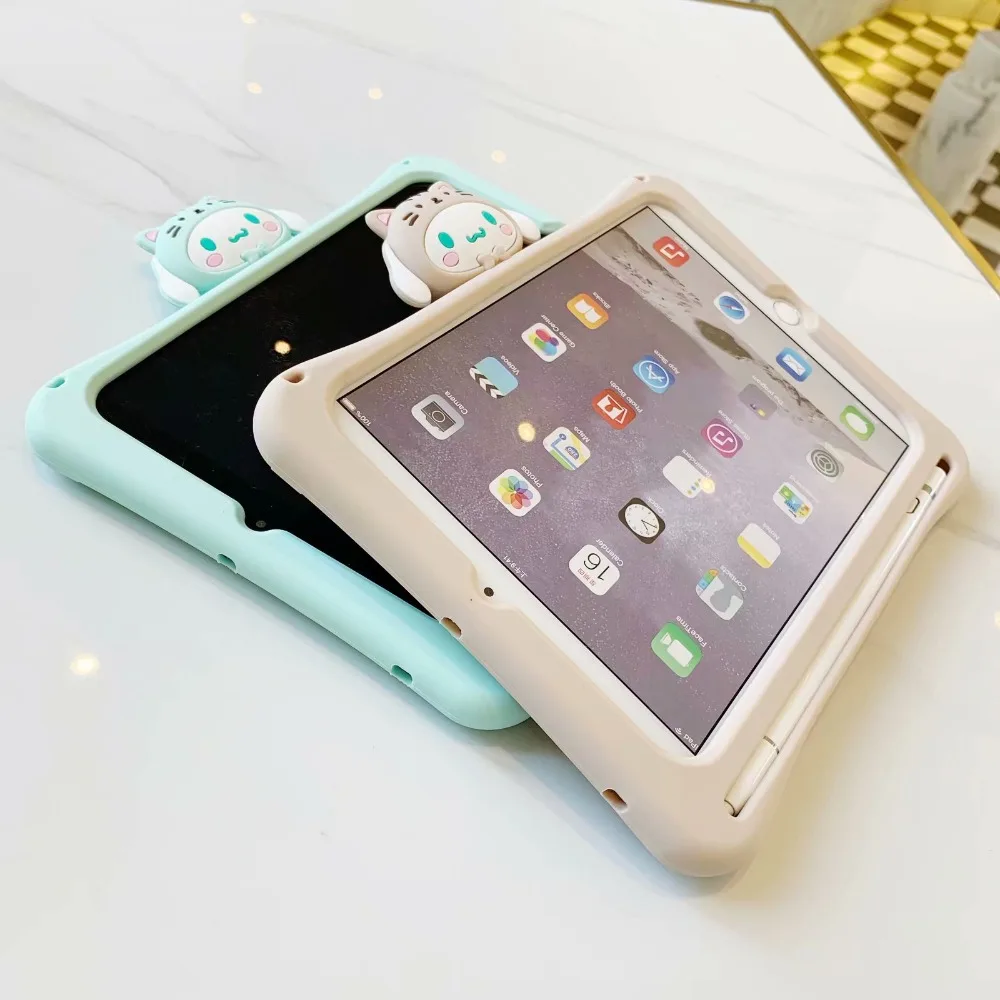 Дети чехол с карандаш держатель для IPad 9,7 Pro 9,7 10,5 11 Air 2 3 iPad 2/3/4 мини-платье на возраст 1, 2, 3, 4, 5, силиконовый чехол-подставка с ремешком
