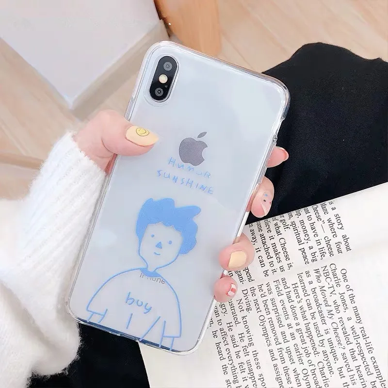 Корейский свежий милый прозрачный чехол для телефона девочек парней iPhone 7 8 6 plus XS