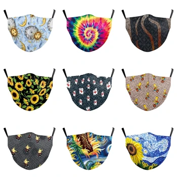 

1 PCS Kid 3D Mask Pikachu Moon Sun Pattern Face Mouth Children Mask Flower Printing PM2.5 Anti-dust Mask Washable Reusable Mask