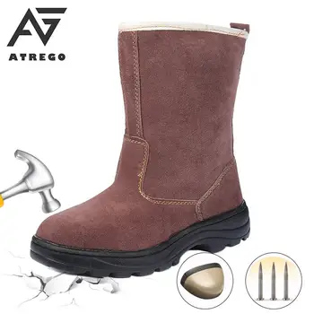 

Atrego Leather Safety Boots Men Dust Proof Boots Cowhide Vamp Steel Toe Anti Smash Puncture Proof Insulation Safety Shoes