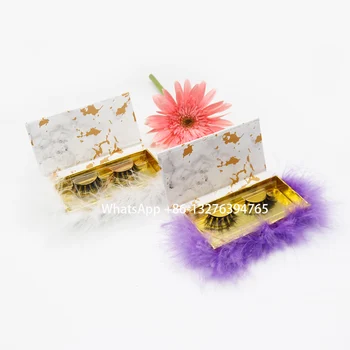 

Custom Lashbox Packaging Marble Effect Mink Eyelashes Box Cruelty-free Lightweight False Eyelashes 25mm Dramatic Lashes Makeup
