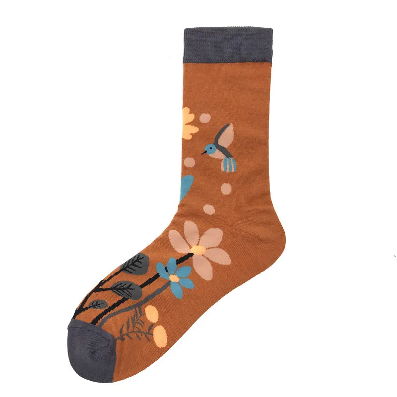 socks 09 Kawaii/женские носки с цветочным рисунком; милые женские носки с абстрактным принтом; хлопковые короткие креативные носки с животными; теплые забавные зимние носки до щиколотки - Цвет: socks 09