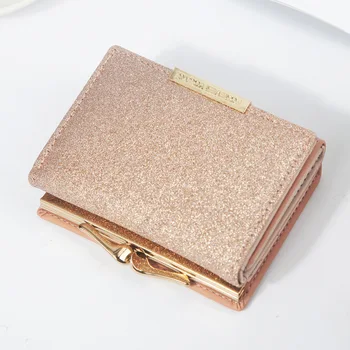 

2020 New Women Shiny Wallet Three Fold Wallets Ladies Coin Pocket Women's Purse Simple Sequin Clutch Credit Card Money Bag