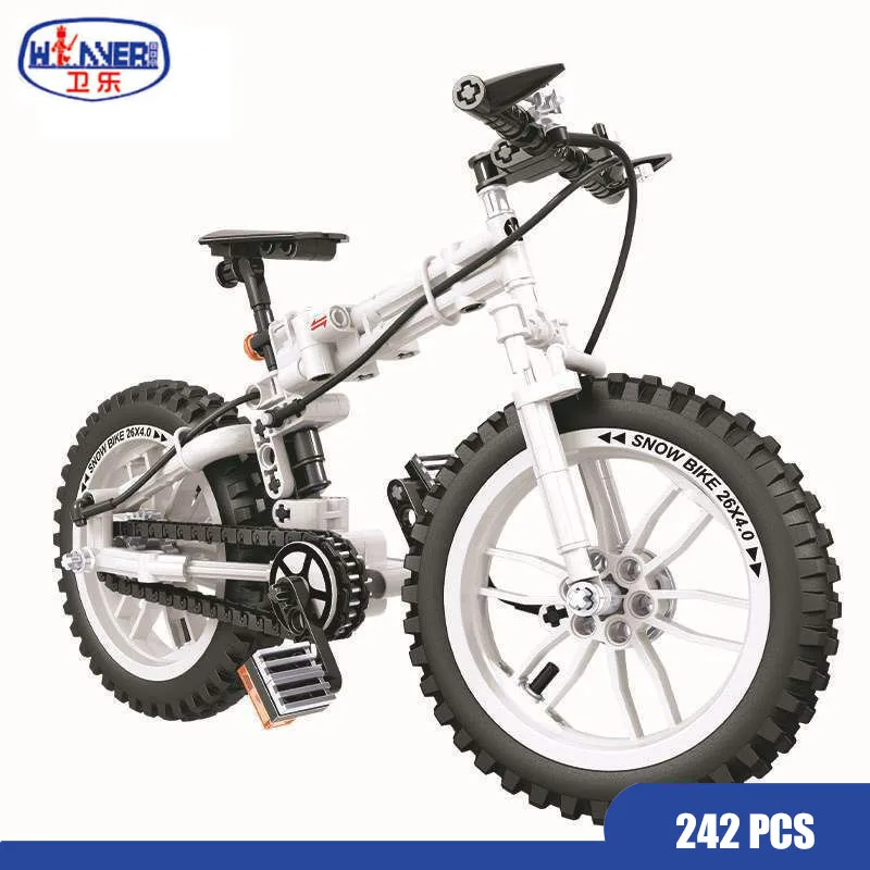 

ERBO 242pcs Technic Blocks Folding Bike Compatible City Vehicle Sets 1:6 Pedal Bicycle Road Model Building Blocks Kits Kids Toys