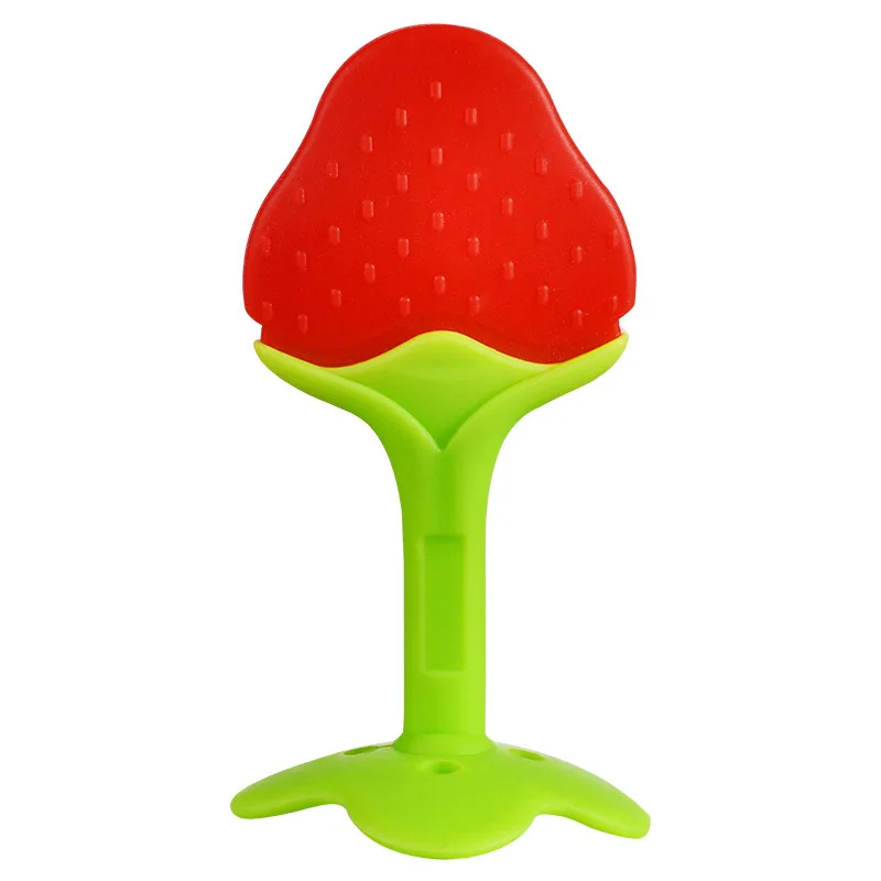 NO BPA детский Прорезыватель безопасный силикон детские фруктовые Прорезыватели для жевания детей игрушки с зубами уход за зубами для детей укрепляющие тренировки зубов - Цвет: Strawberry