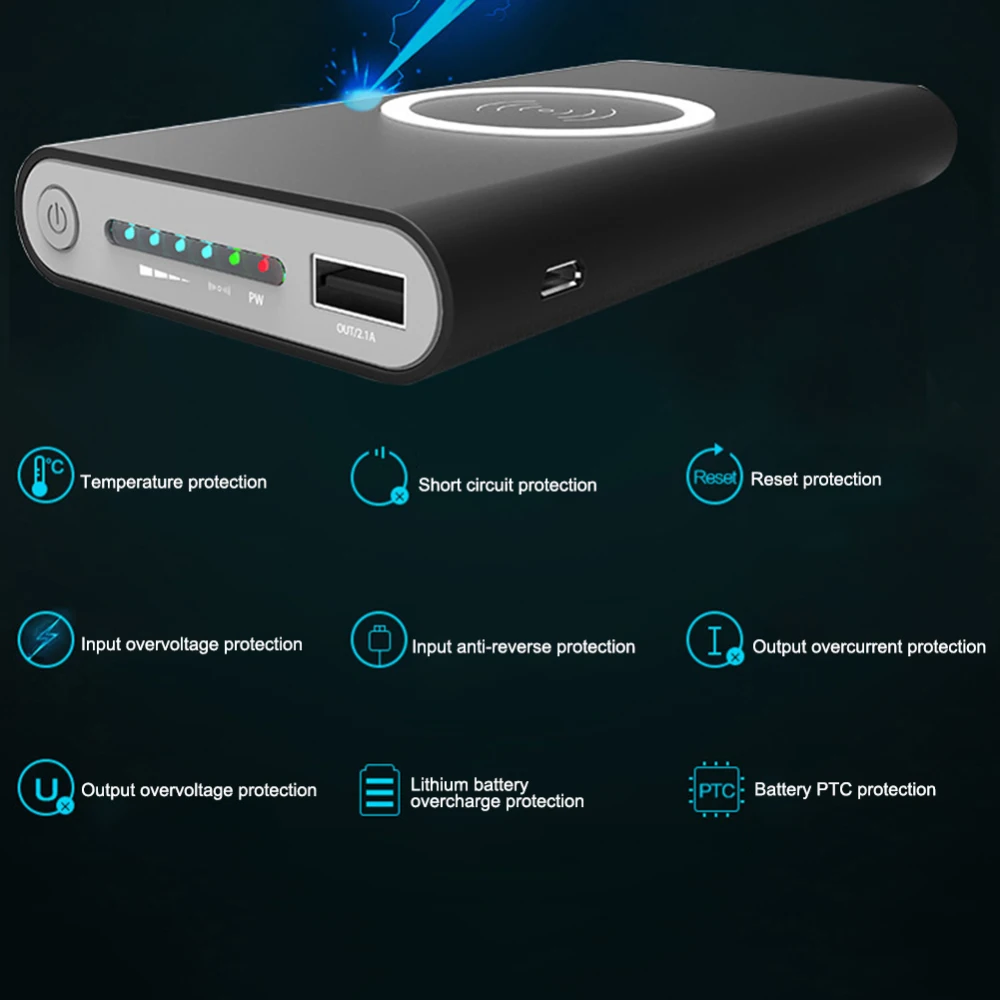 10000mAh Универсальное портативное зарядное устройство Qi Беспроводное зарядное устройство для iPhone samsung