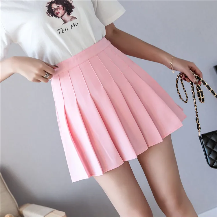 Sweet A Line Mini Pleated Skirt for Women Preppy Style Candy Color Cute Tulle Skirt Kawaii Short Skirt Four Season Sports Wear