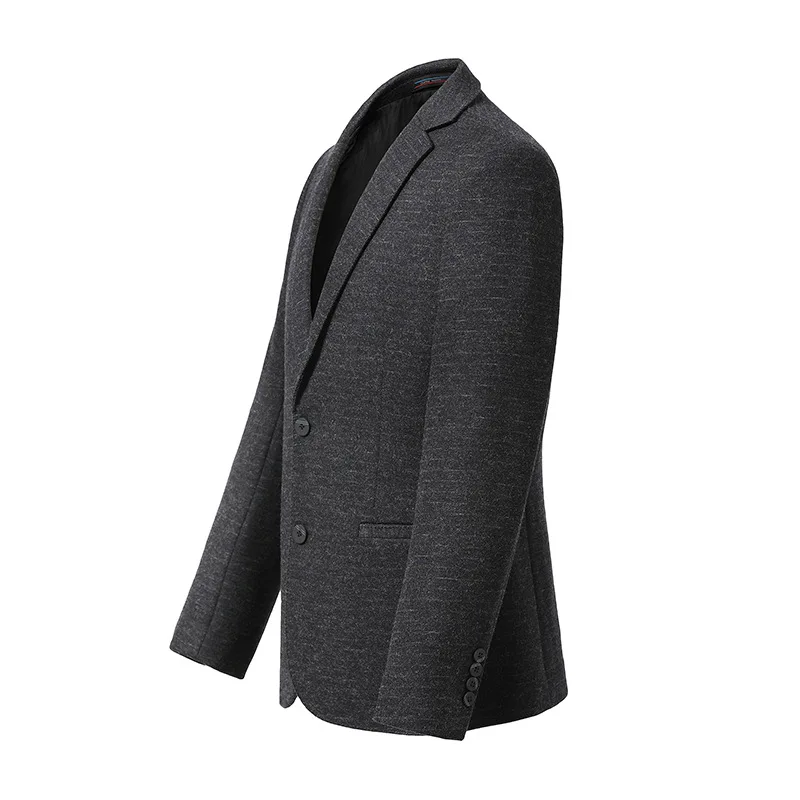 2019 Autumn Winter Men Blazers Grey Full Sleeve Wool Cotton Blazer Jacket Smart Casual Male Suit Fashion City Regular Coats