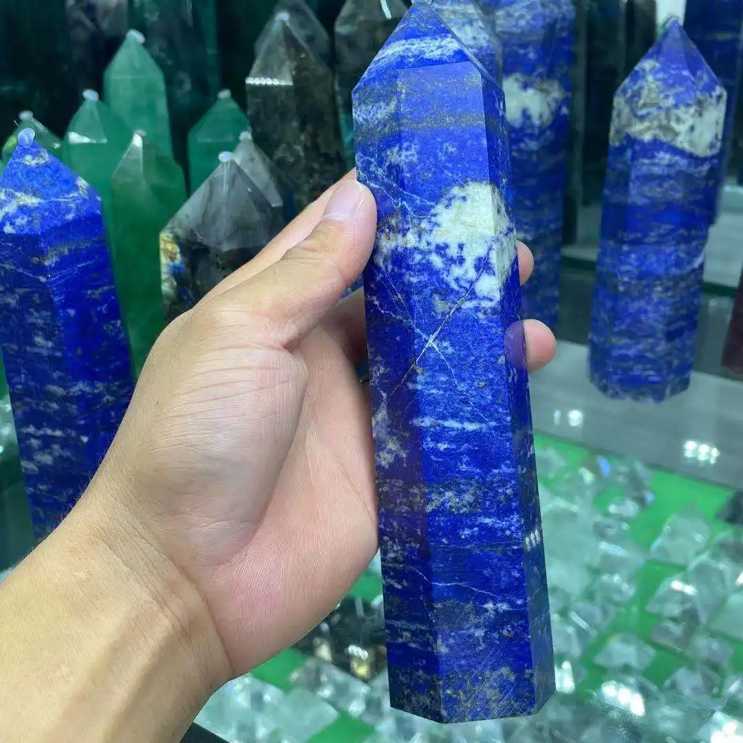 200-1200g Natural lapis lazuli crystal obelisk quartz crystal rod tip healing