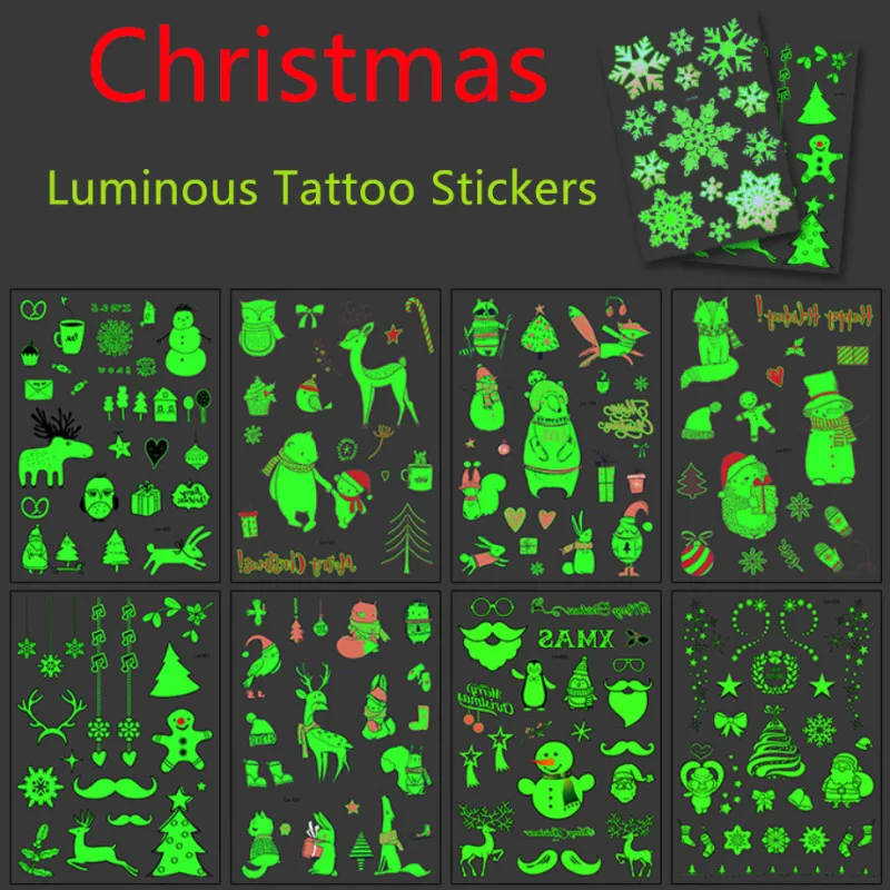 

1 Pc Decoration Christmas Carnival Party New Year Decor Christmas Decorations Luminous Temporary Tattoo Stickers Party